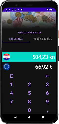 Android application Euro konverter screenshort