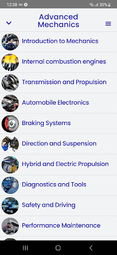 Android application Advanced Mechanics Course screenshort