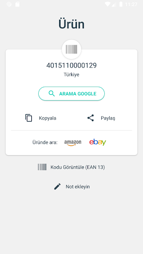 QR kod tarayıcı ekran görüntüsü