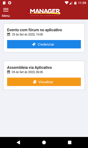 Android application Manager Assembleias screenshort