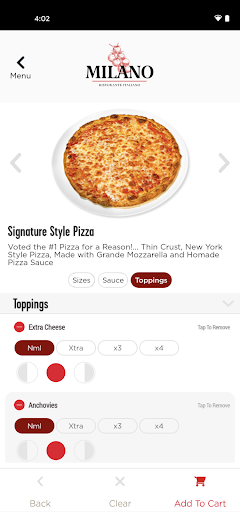 Screenshot of Milano Pizzeria Ocala