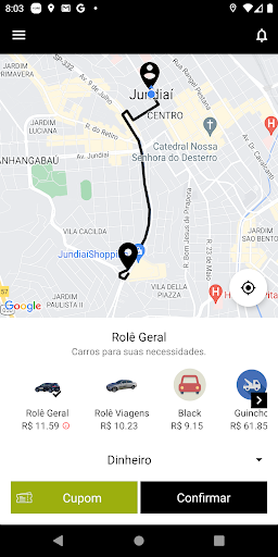 Android application Rolê - Passageiro screenshort