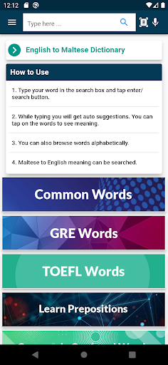 English : Maltese Dictionary Screen 2