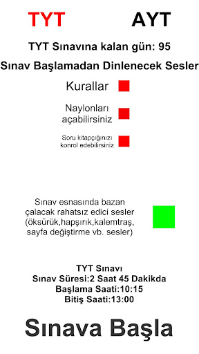 Android application HSYM TYT-AYT SAAT screenshort