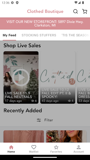 Android application Clothed Boutique screenshort