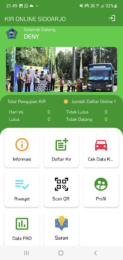 Android application E KIR DISHUB SIDOARJO screenshort