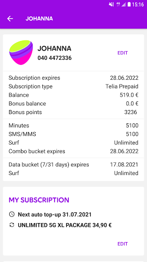 Telia Prepaid Top-up App