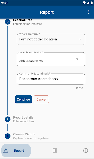 Sanitation Reporter Screen 2