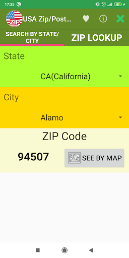 Android application USA Zip/Postal Lookup screenshort