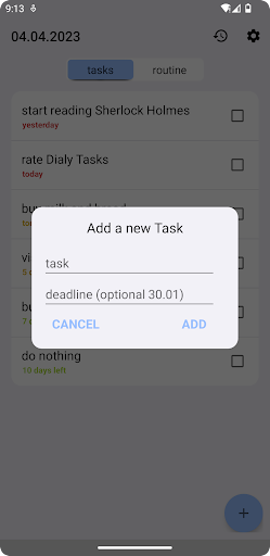 Android application Daily Tasks screenshort
