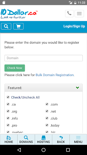 Android application 10Dollar Domains Mobile screenshort