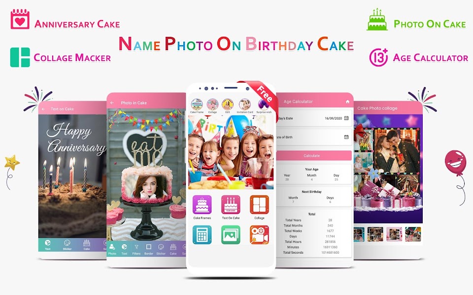  Birthday Cake Editor with Name & Photo Frames 2020 