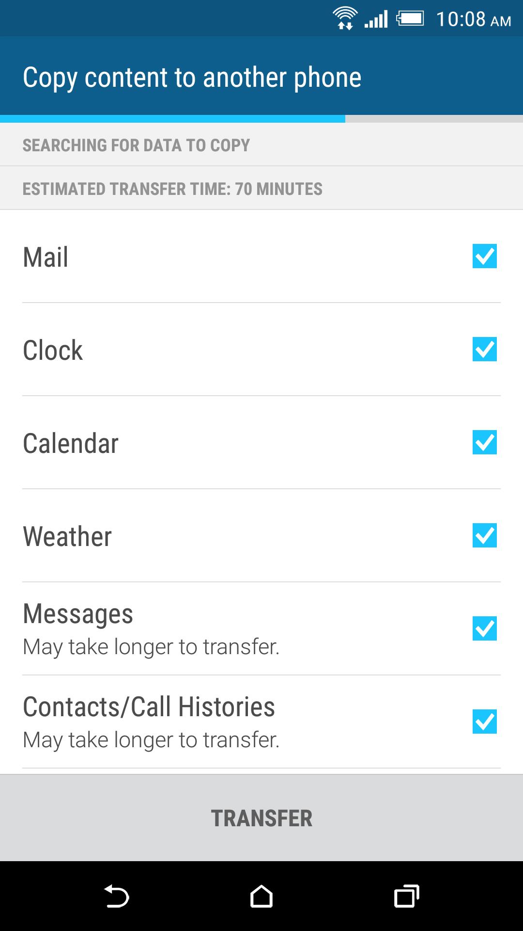 Android application HTC Transfer Tool screenshort
