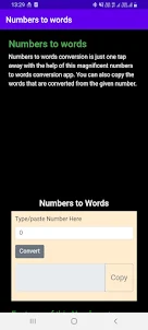 Numbers to words
