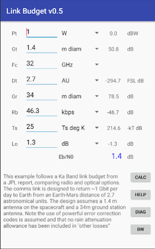 Link Budget Screen 2