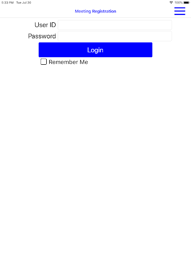 Android application Utility Meeting Registration screenshort