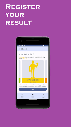 BMI Calculator + Weight Track Screen 2