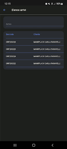 Android application Ordini screenshort