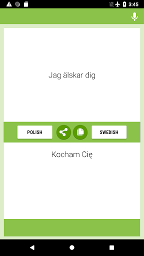 Polish-Swedish Translator Screen 2