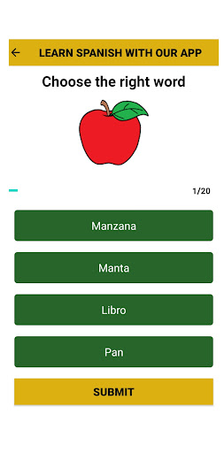 Android application Spanish Vocabulary Test screenshort