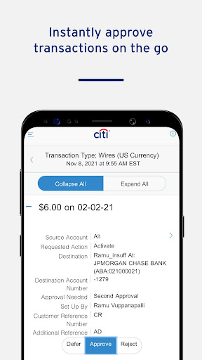 Screenshot of CitiBusiness Mobile