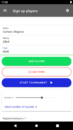 Chess Swiss System Screen 2