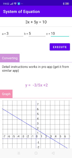 System of equations solver Screen 3