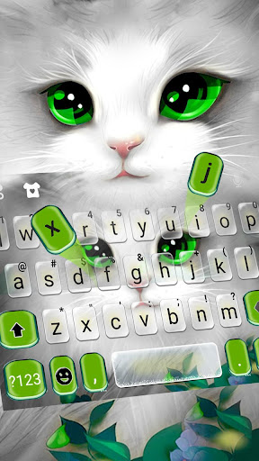 White Cute Cat Keyboard Theme Screen 2
