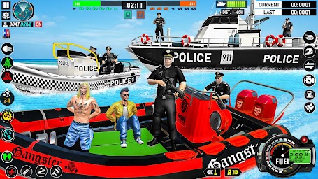 Police Boat Chase Crime Games