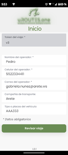 Android application uRoutes Movil screenshort