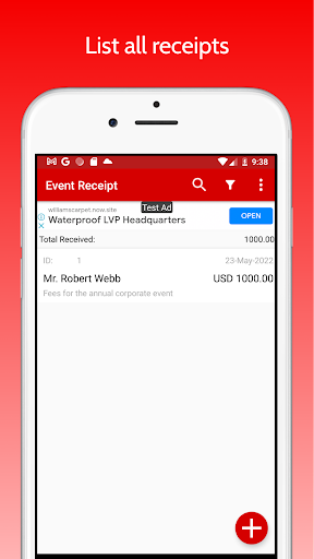 Event Receipt screenshot 23