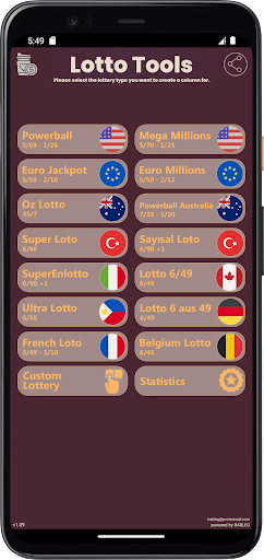 Android application Lotto Tools screenshort