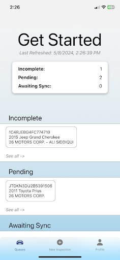 Android application Upstream Inspections screenshort