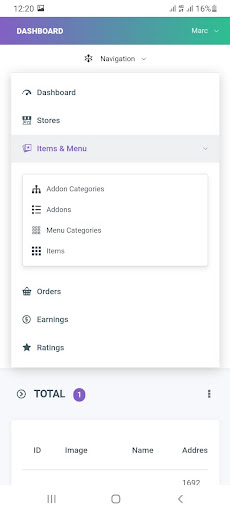 Android application Hello Food Merchant screenshort