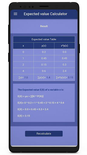 Expected Value Calculator Screen 2