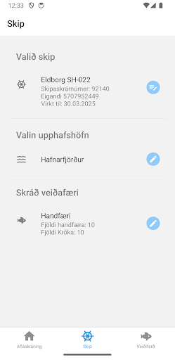 Android application Aflaskráning screenshort