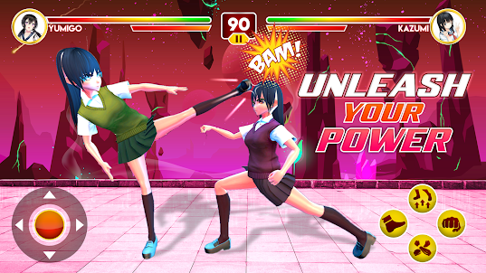 Anime High School Girl Fight