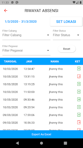 Jeclock - Attendance Online Screen 3