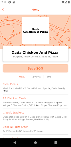 Dada Chicken & Pizza Screen 2