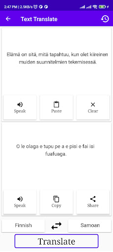 Finnish To Samoan Translator Screen 2