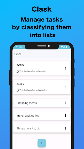 Android application Clask:Classify task into lists screenshort