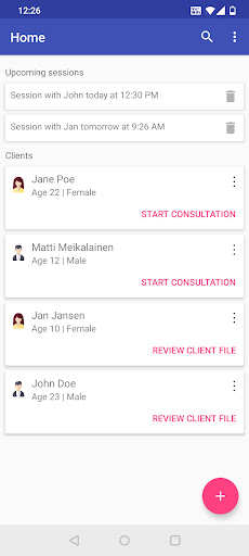 Android application Capture (For Therapists) screenshort