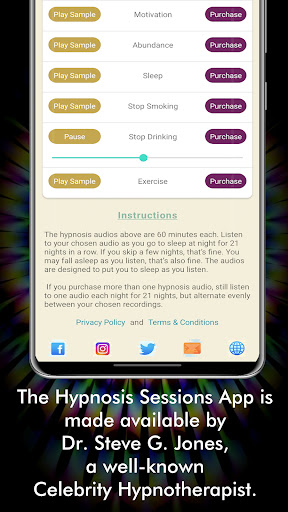 Hypnosis Sessions Screen 3