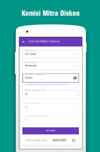 Android application Kalkulator Harga Mitra screenshort