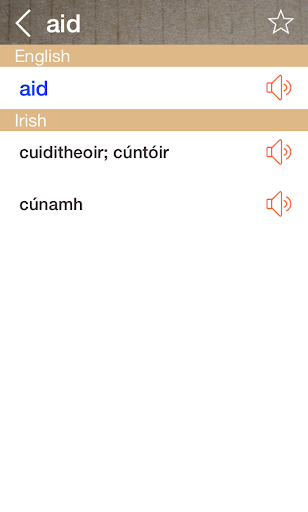 Irish English Dictionary Screen 2