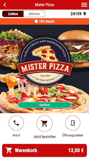 Android application Mister Pizza screenshort