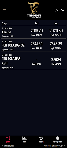 Android application Tahmina Bullion screenshort