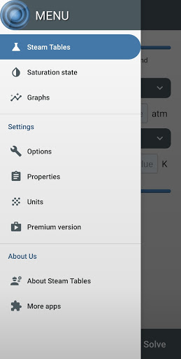 Android application Steam Tables screenshort