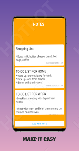 Android application Note Book screenshort