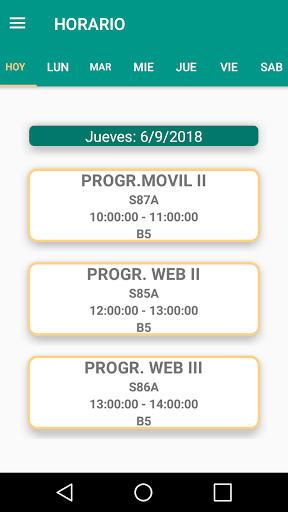 SICEDroid Docente Screen 2